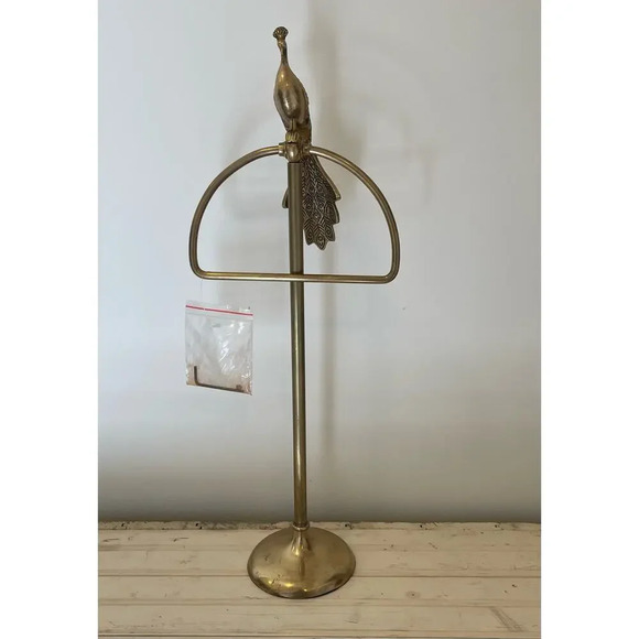 Anthropologie Brass Ida Peacock Towel Stand Bath - Picture 3 of 8